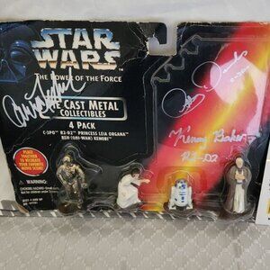 Carrie Fisher, Kenny Baker, Anthony Daniels signed Star Wars Vintage Toy w/COA